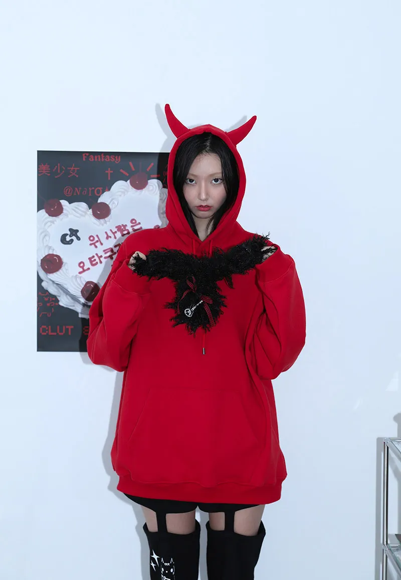 CLUT STUDIO  |●CLUT STUDIO● ZEPETO X devil hoodie - RED / unisex