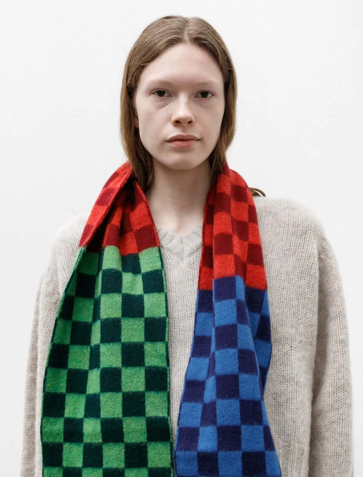 Cosmic Checkerboard Scarf - Forest