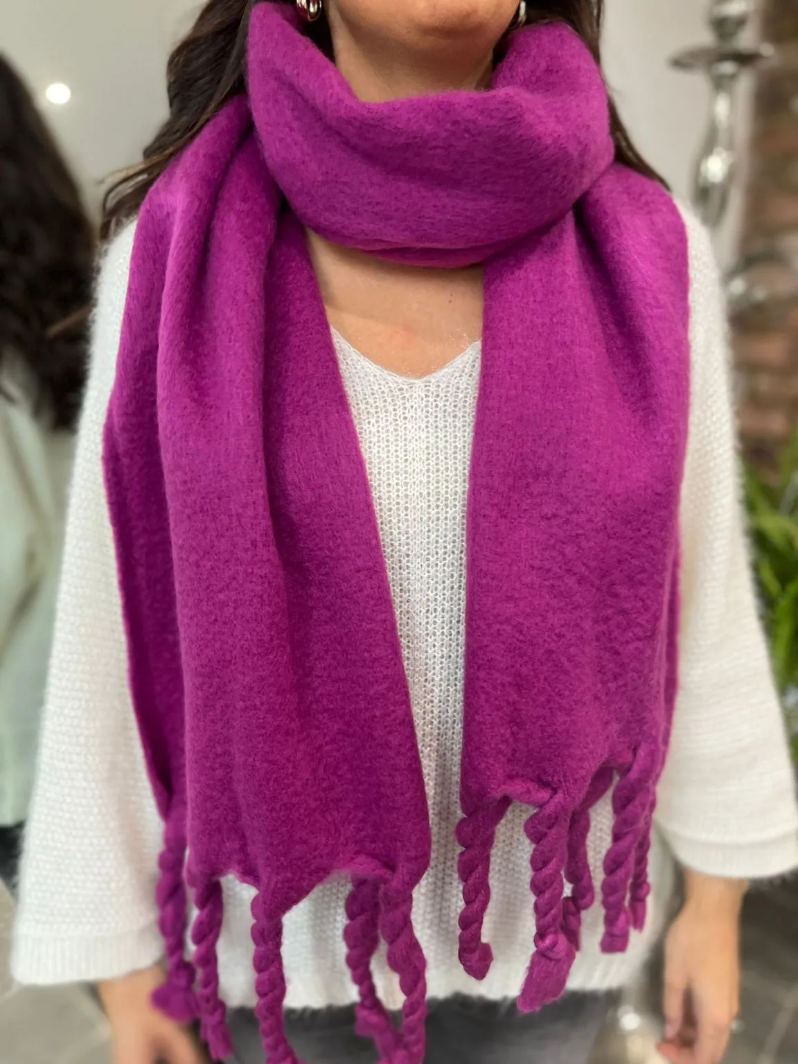 Cosy Twist Tassel Scarf