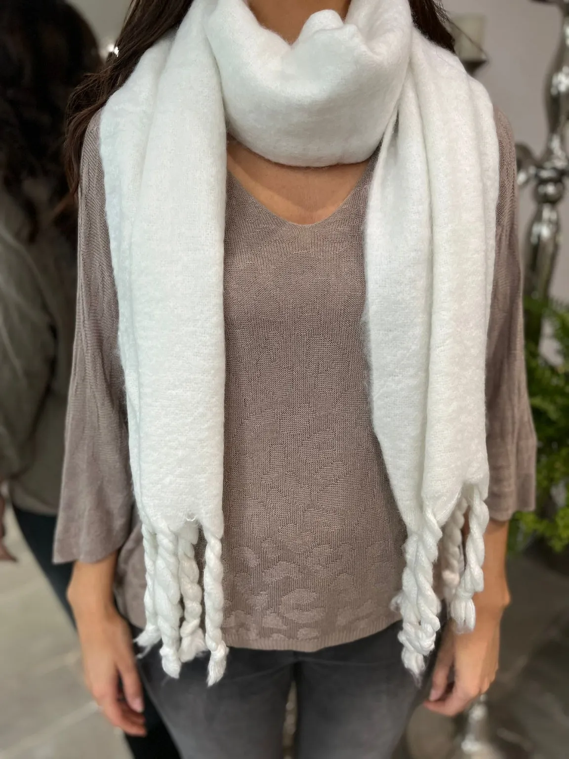 Cosy Twist Tassel Scarf