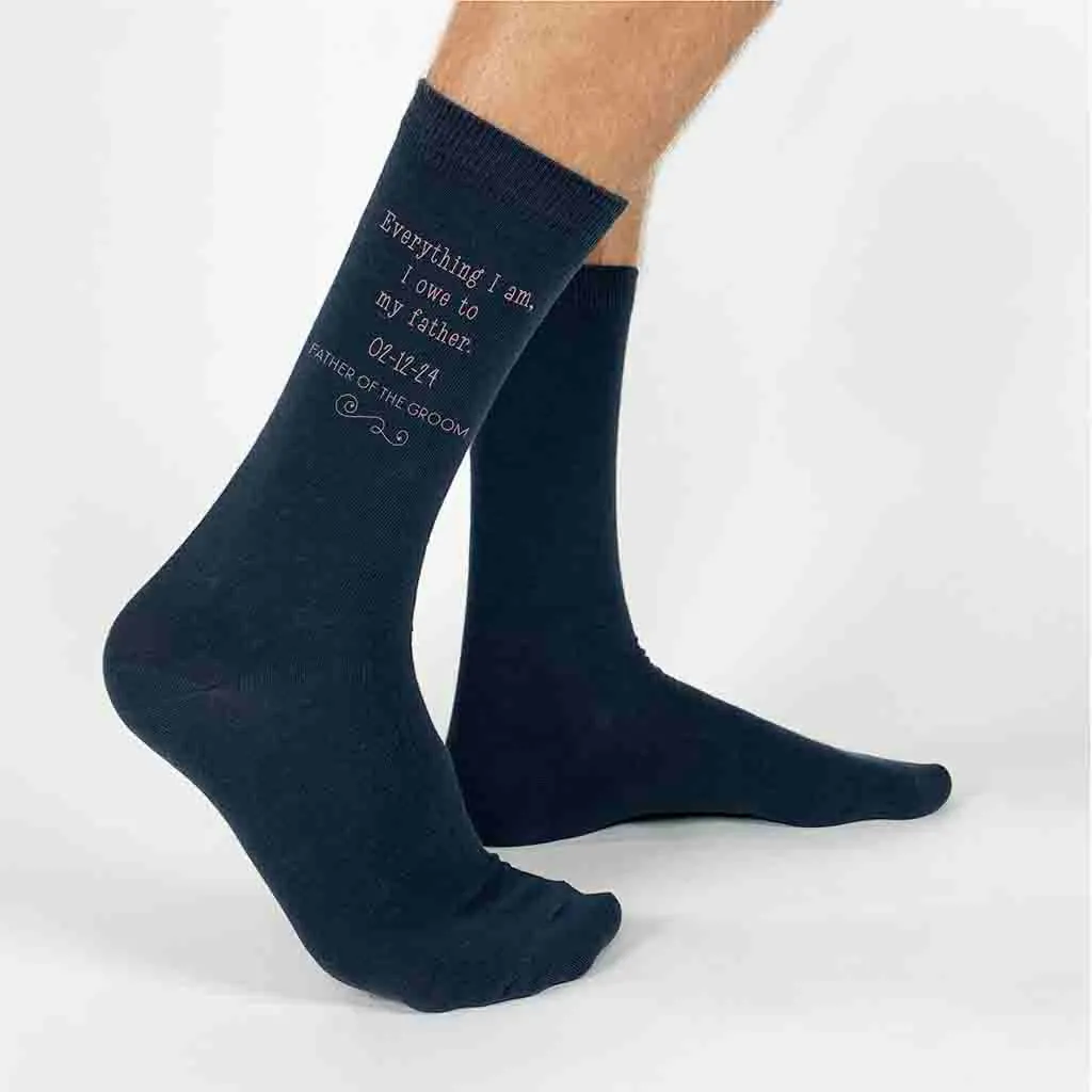 Custom Printed Father of the Groom Wedding Socks