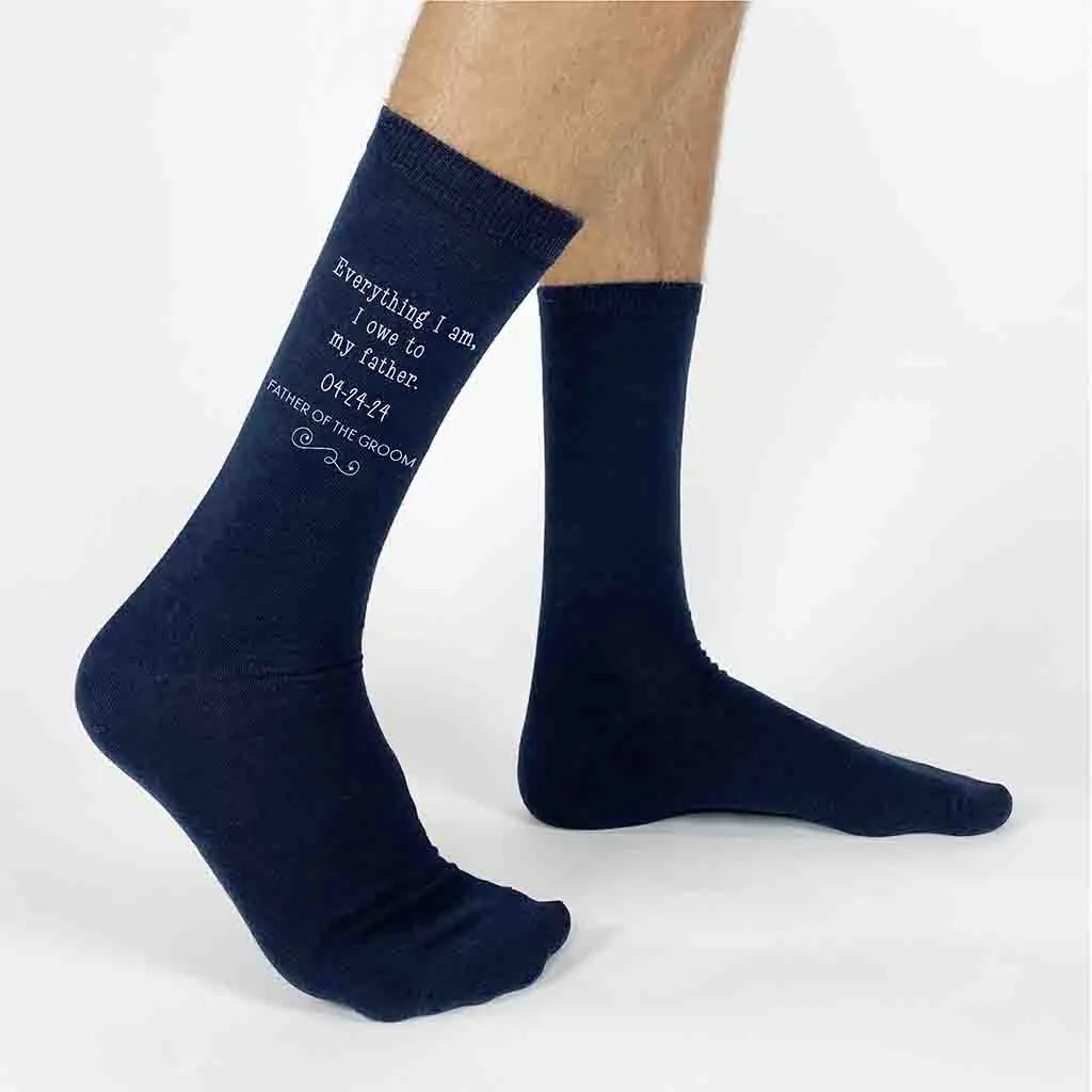 Custom Printed Father of the Groom Wedding Socks