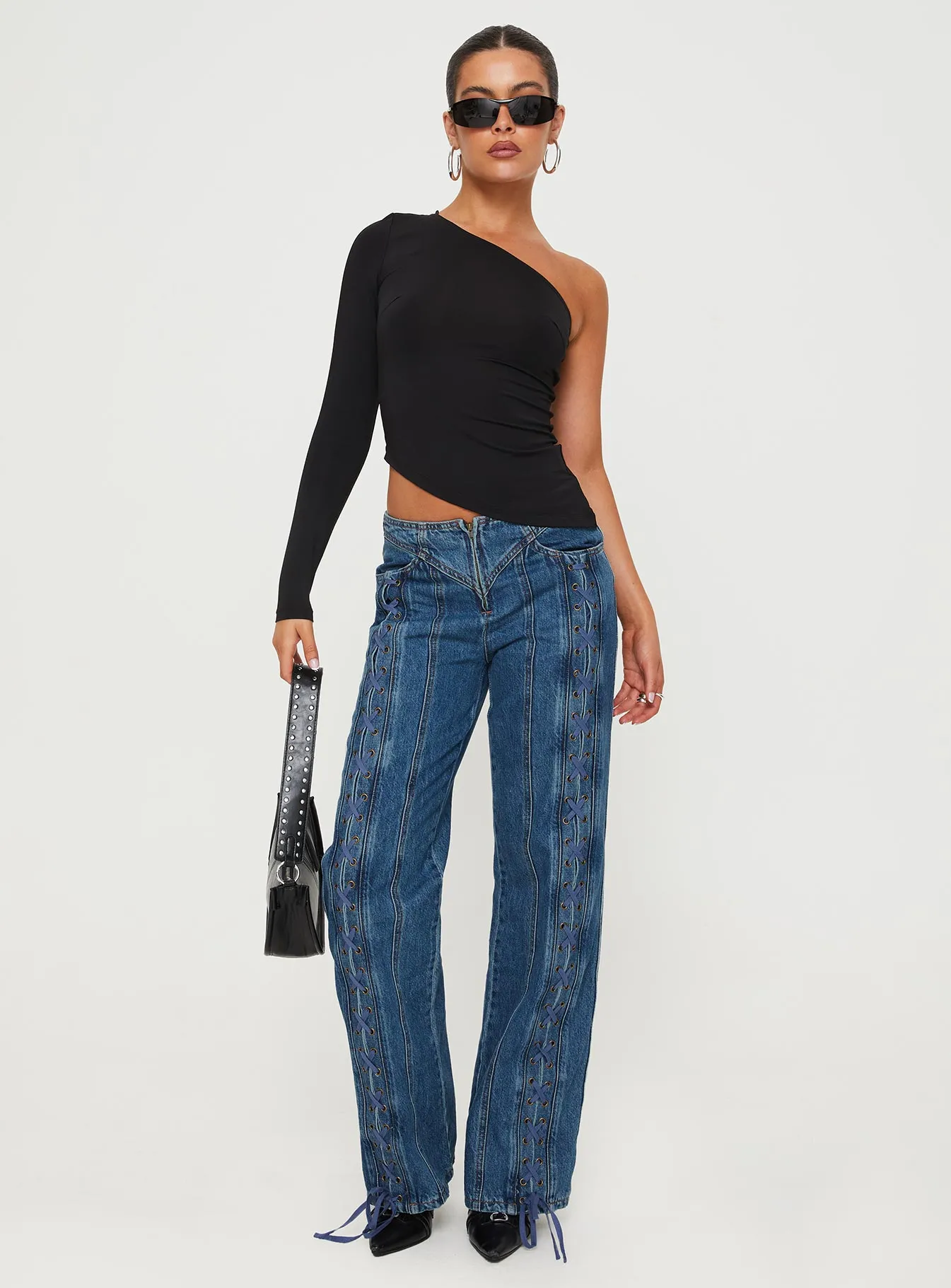 Day Dream Tie Up Jeans Blue Denim