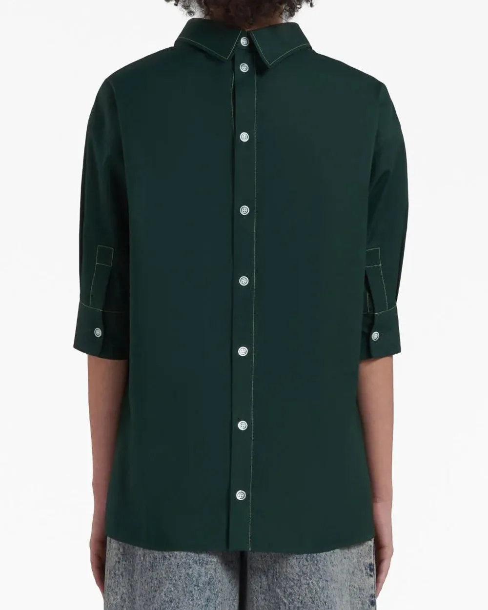 Deep Green Back Button Down Blouse