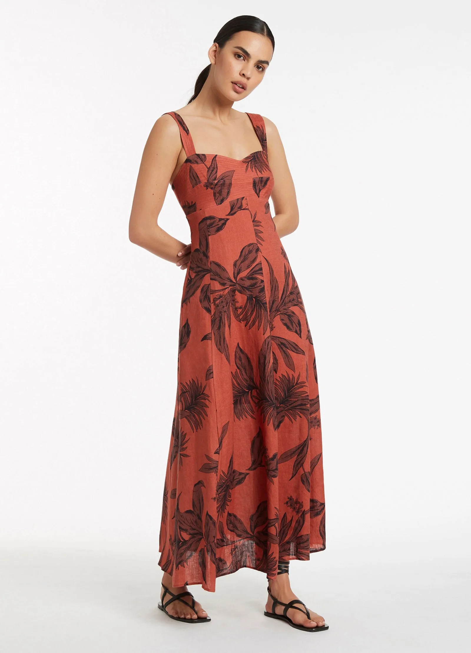 Desert Palm Multi Stitch Dress - Terracotta