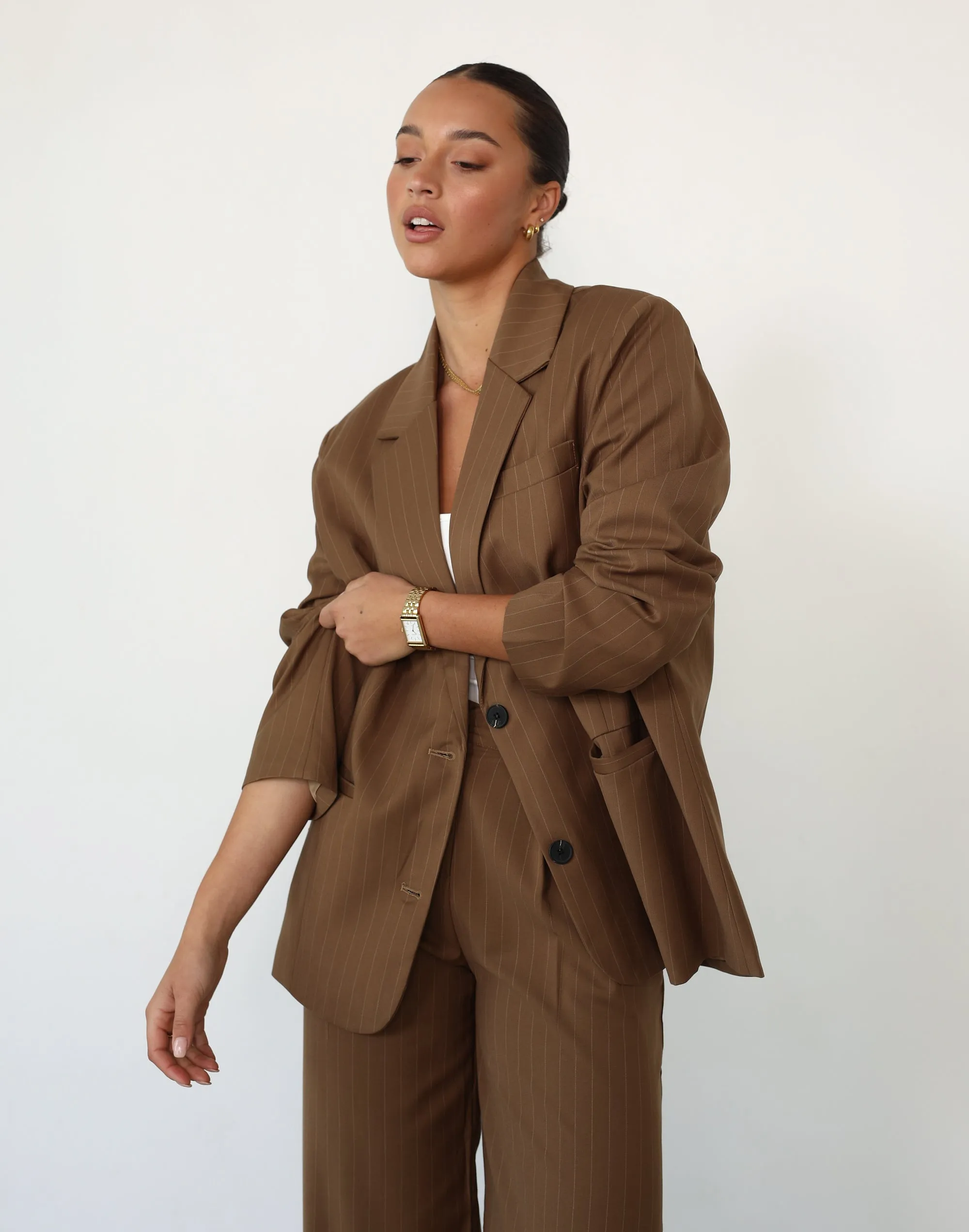 Devyn Blazer (Brown Pinstripe)