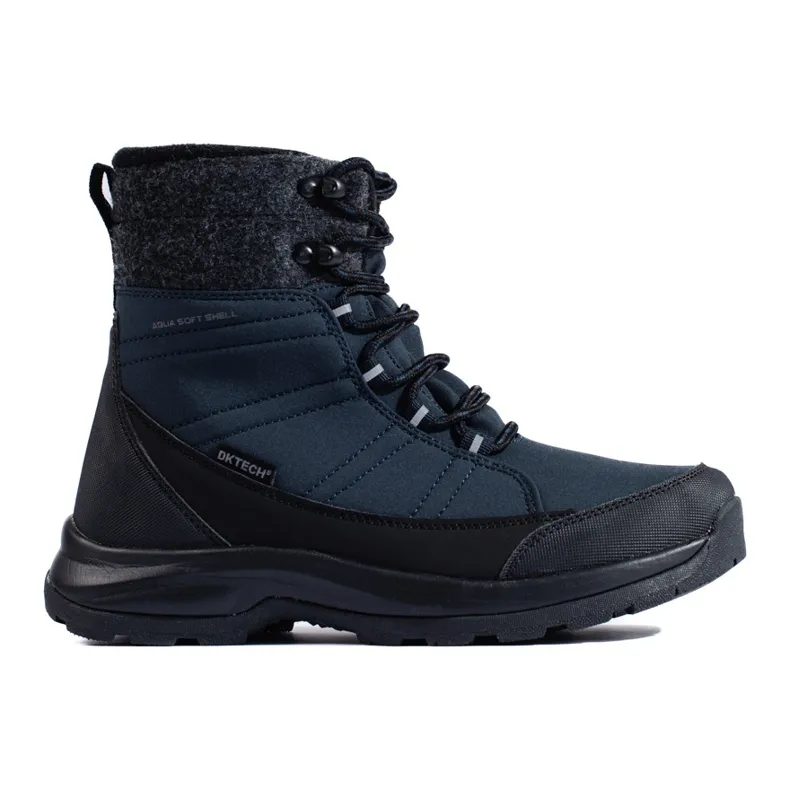 DK navy blue lace-up women's snow boots black grey