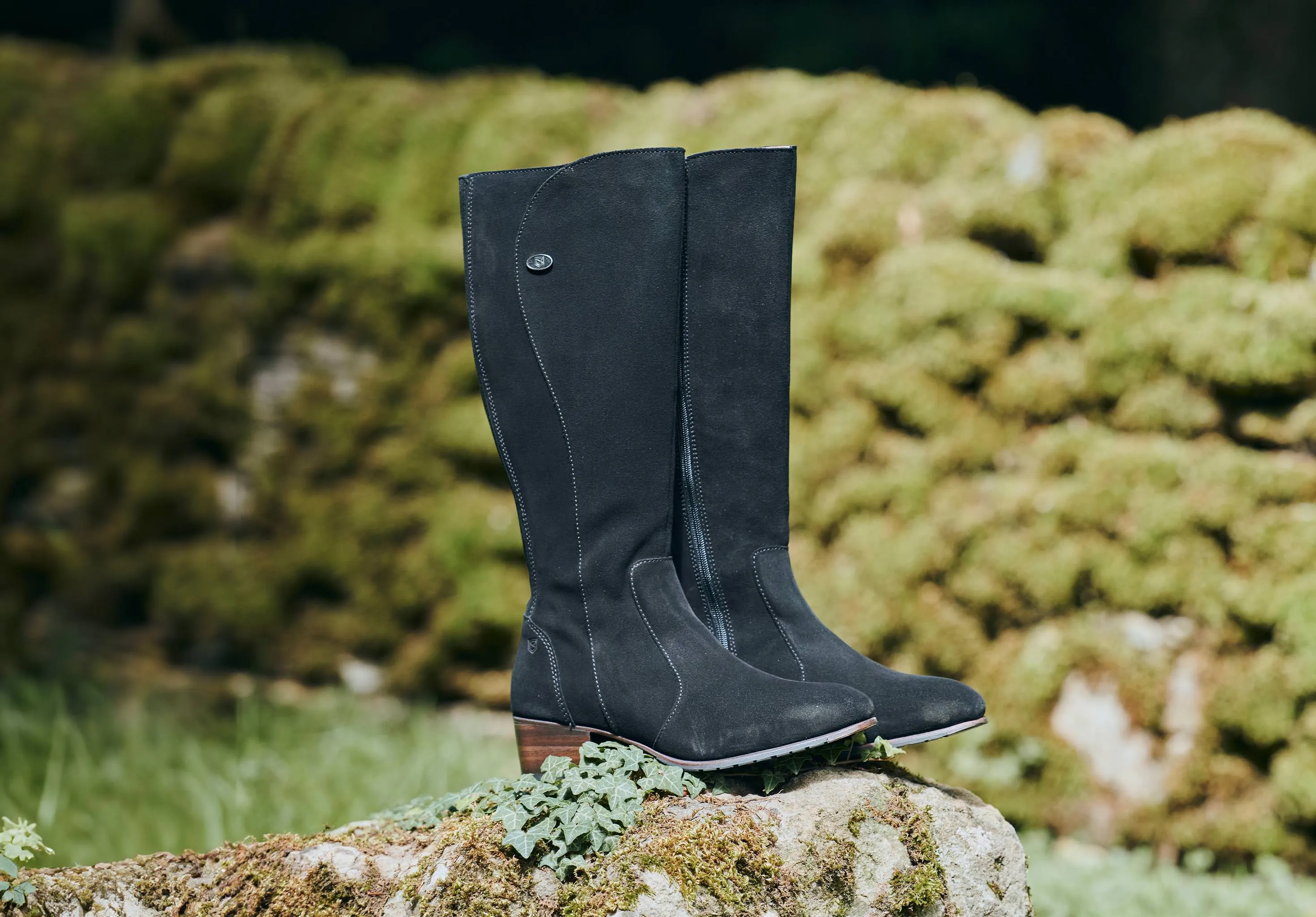 Downpatrick Knee High Boot - Black Suede