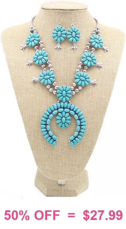 El Dorado Squash Blossom Necklace and Earring Set