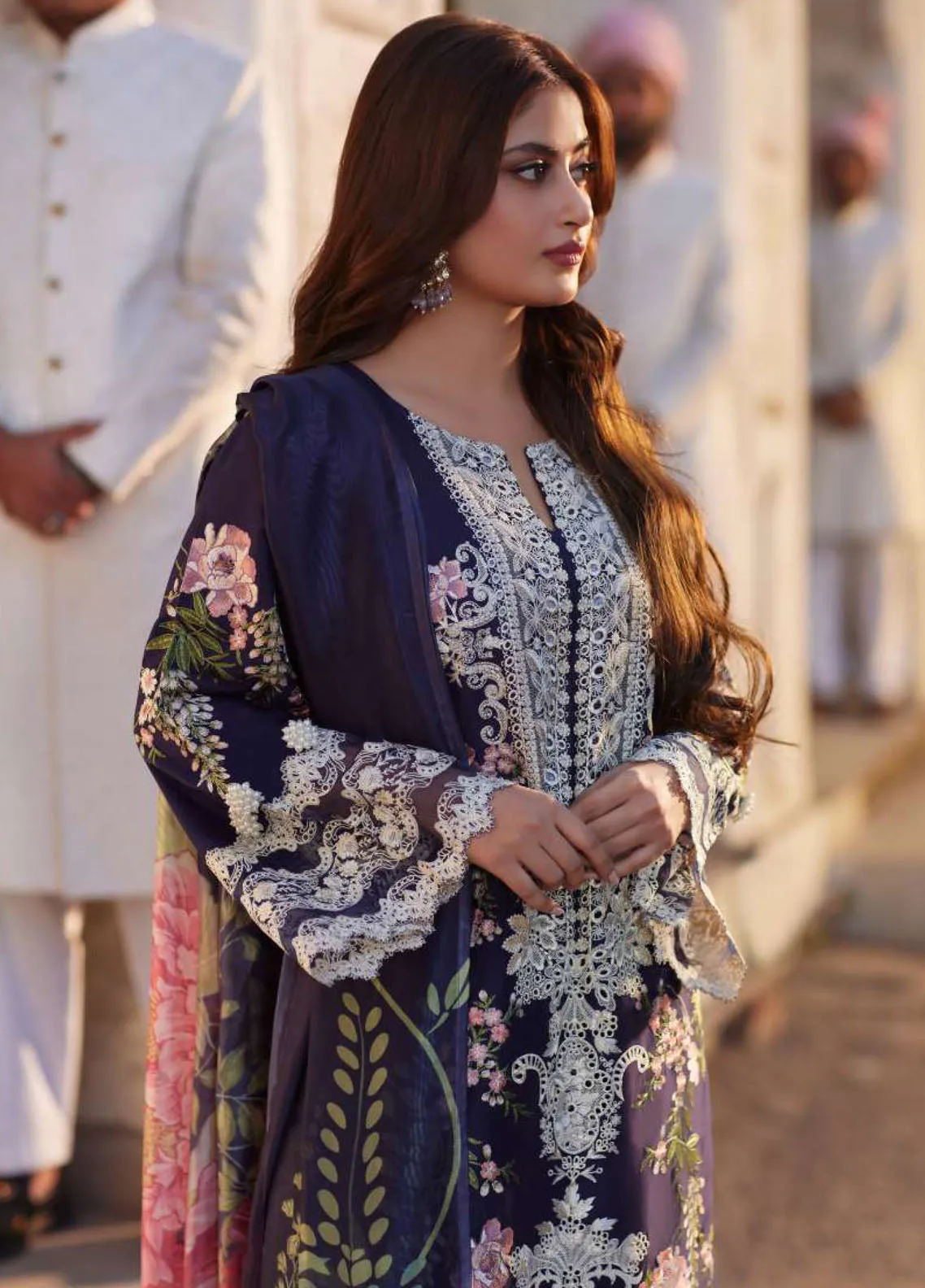 Elaf Premium Eid Edit Embroidered Lawn 3 Piece Unstitched Suit EF24PEE D-12B YAZMIN