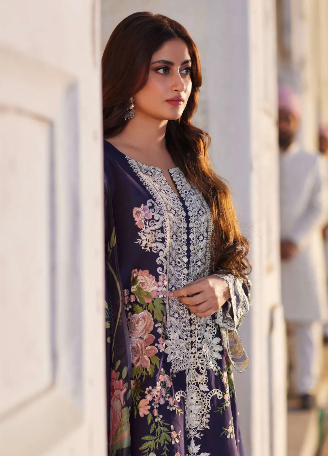 Elaf Premium Eid Edit Embroidered Lawn 3 Piece Unstitched Suit EF24PEE D-12B YAZMIN