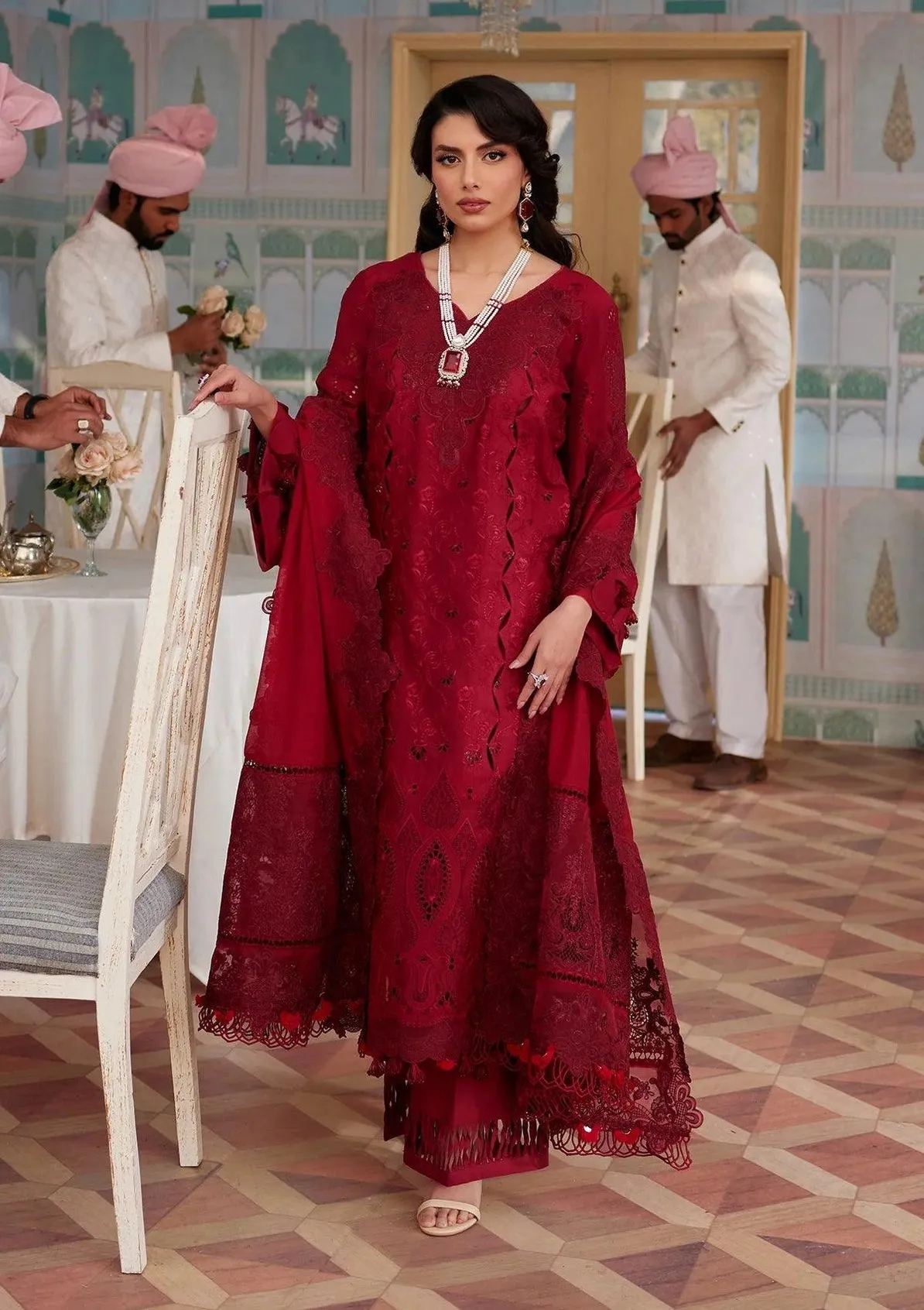 Elaf Premium Festive Eid Embroidered Lawn Unstitched 3Pc Suit ELE-06 WAFA