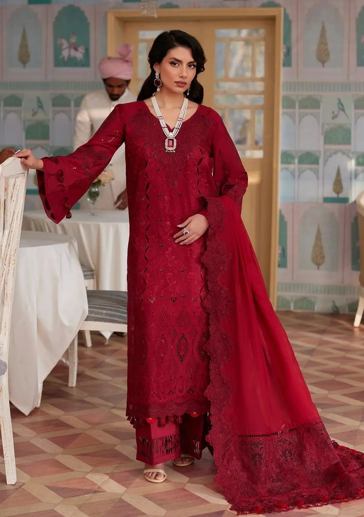 Elaf Premium Festive Eid Embroidered Lawn Unstitched 3Pc Suit ELE-06 WAFA