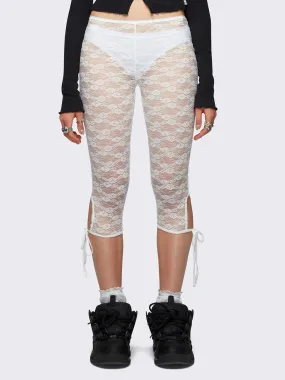 Elara White Lace Capri Leggings