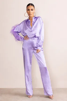 Evening Memories | Lilac Satin Wide Leg Trousers