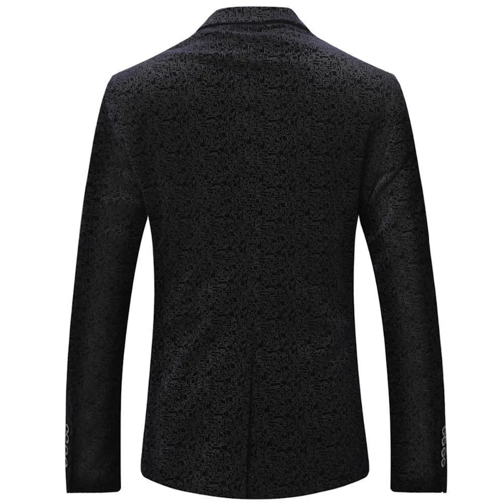 Fashion Blazer Men's One Button Blazer Black