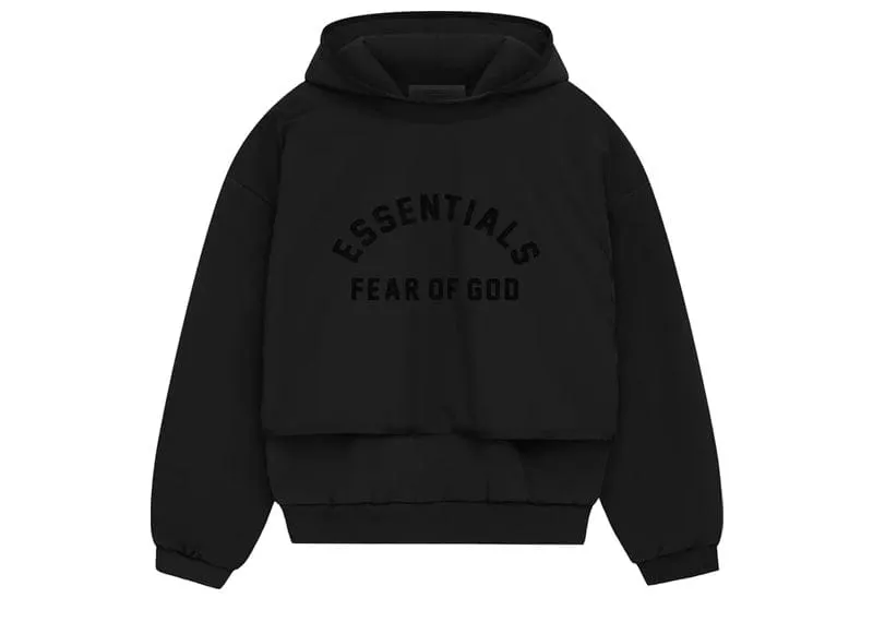 Fear Of God Essentials Nylon Fleece Hooded Sweater Jet Black/Jet Black (SP24)