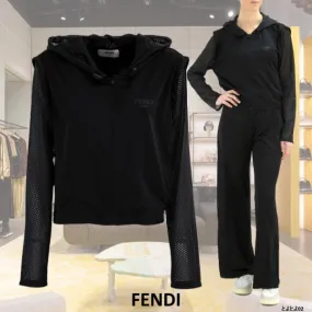 FENDI  |Unisex Blended Fabrics Street Style Long Sleeves Logo Sheer