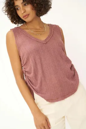 Float Away Side Ruched V-Neck Tank