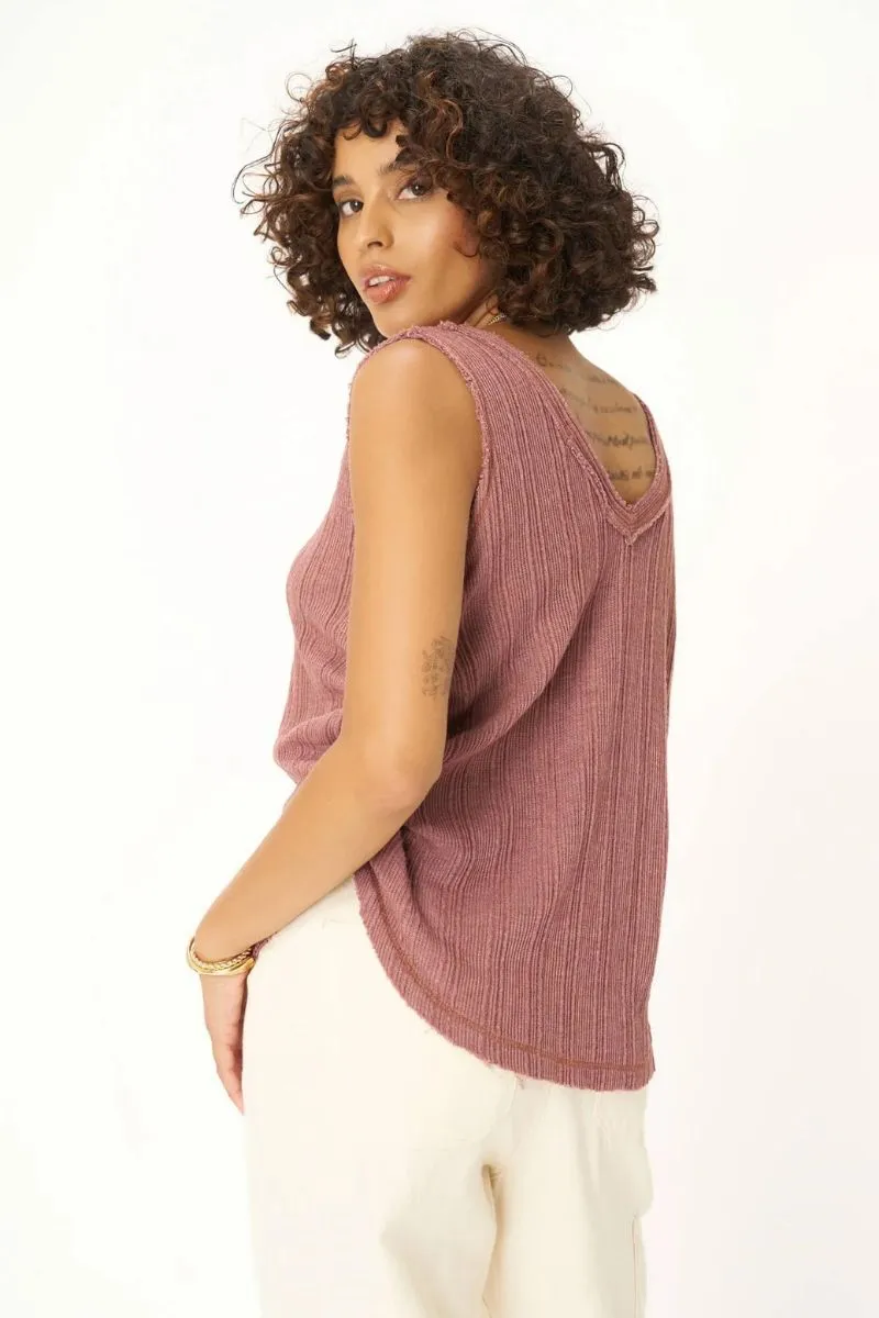 Float Away Side Ruched V-Neck Tank