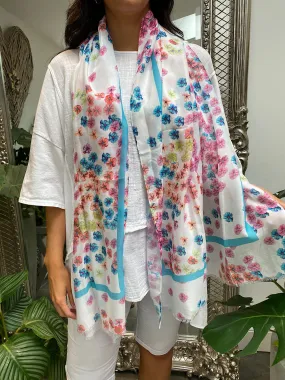 Floral Raw Hem Scarf