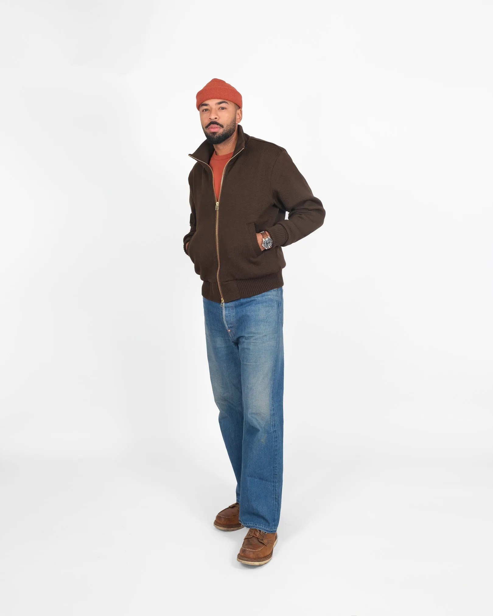 Full-Throttle Moto-Sweater - Brown