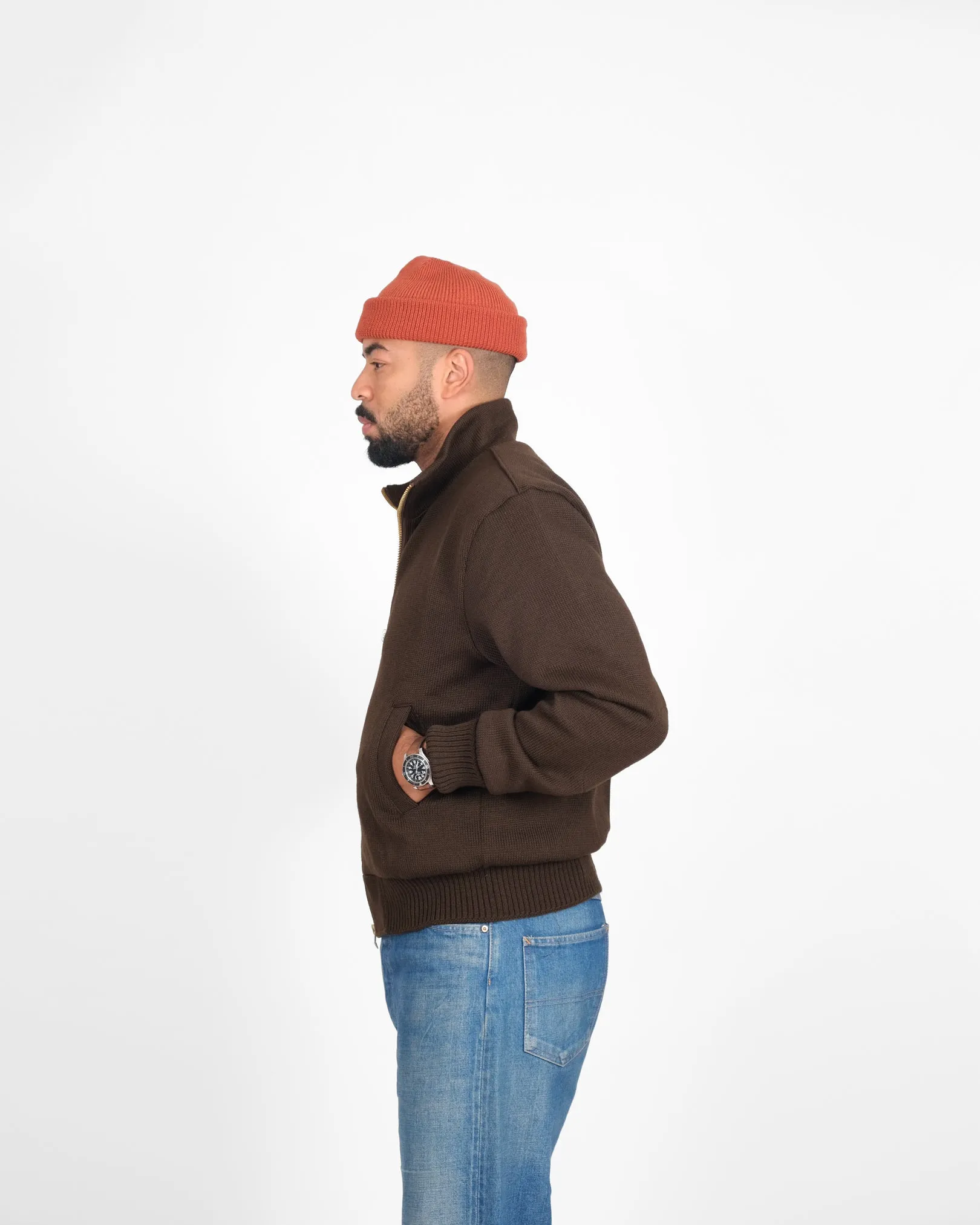 Full-Throttle Moto-Sweater - Brown