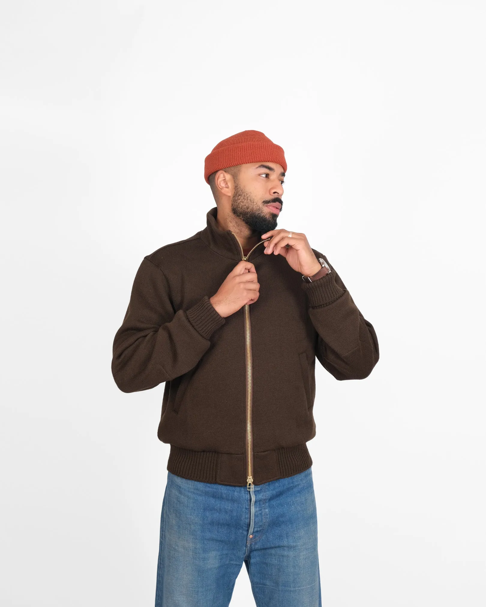 Full-Throttle Moto-Sweater - Brown