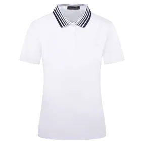 G/FORE Ladies Pleated Collar Silky Polo Shirt Snow