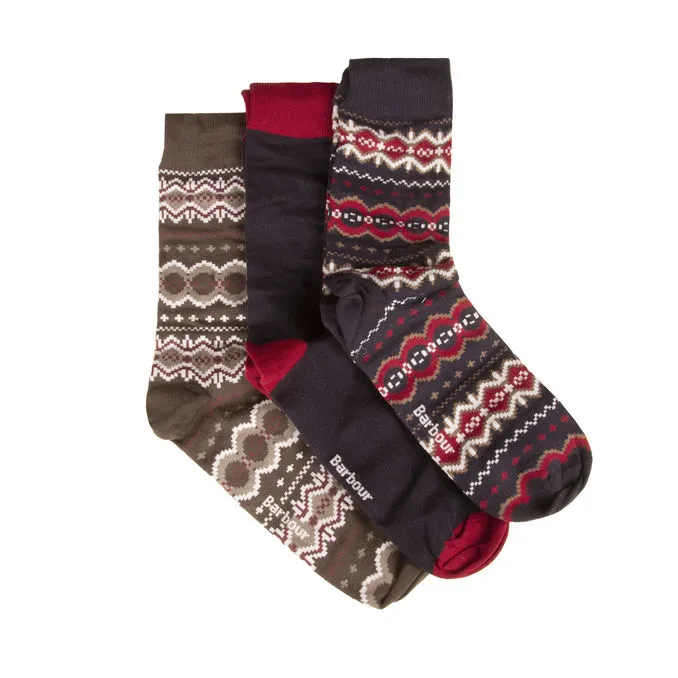 GIFT SET FAIRISLE BOX SOCKS Man Cranberry Black Slate Mix