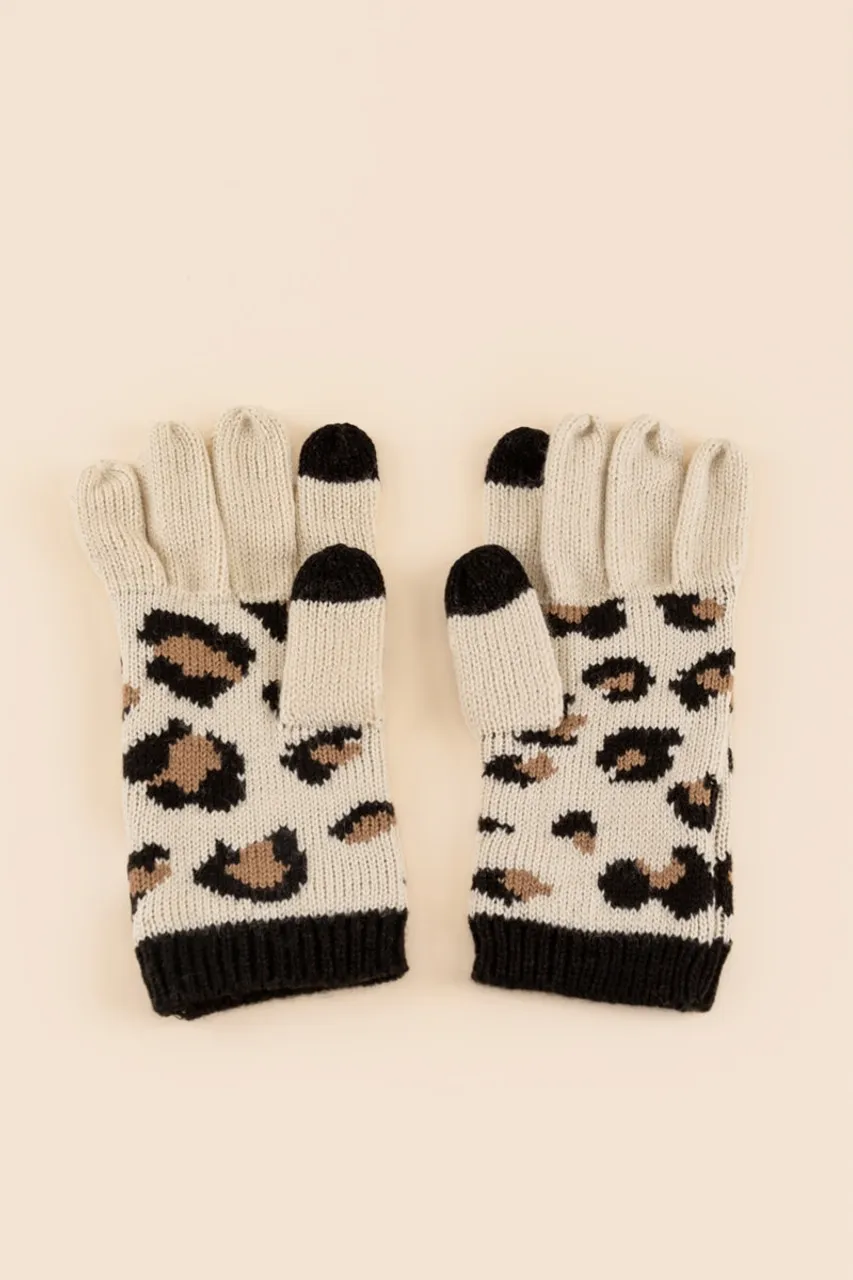 Gloria Leopard Knit Tech Gloves