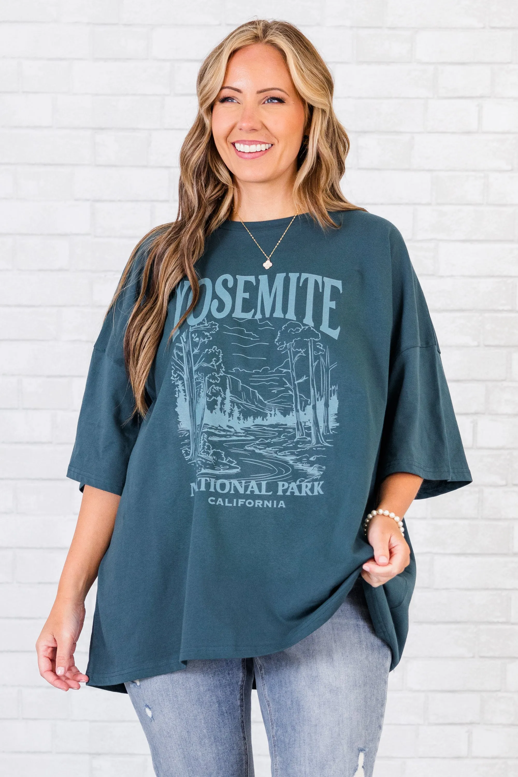 Going On An Adventure Boyfriend Tee, Peacock