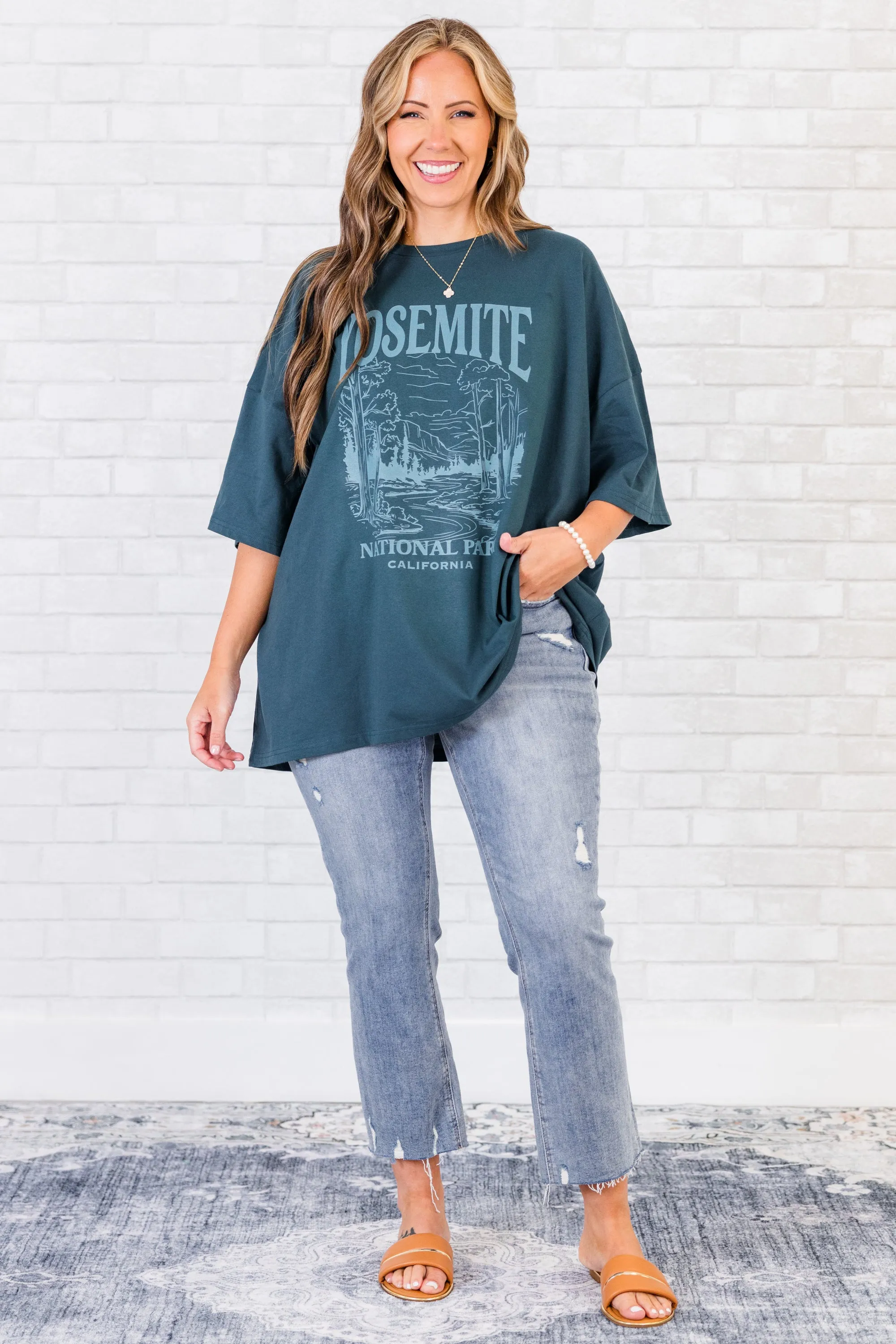 Going On An Adventure Boyfriend Tee, Peacock