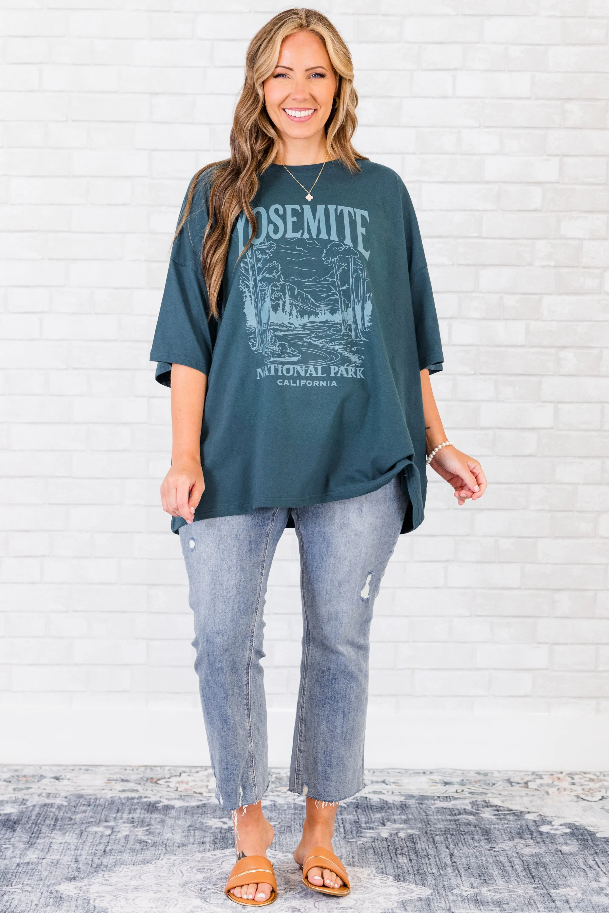 Going On An Adventure Boyfriend Tee, Peacock