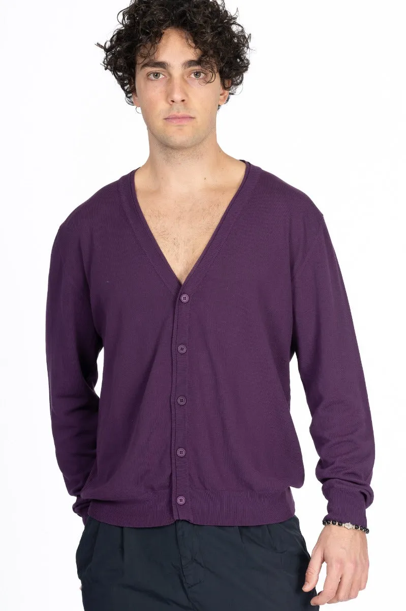 Grifoni Cardigan In Maglia Vinaccia Uomo