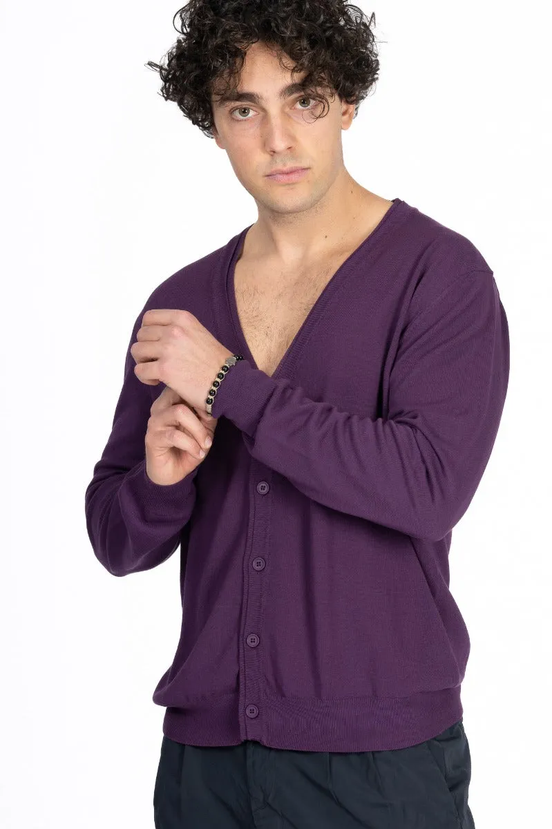 Grifoni Cardigan In Maglia Vinaccia Uomo