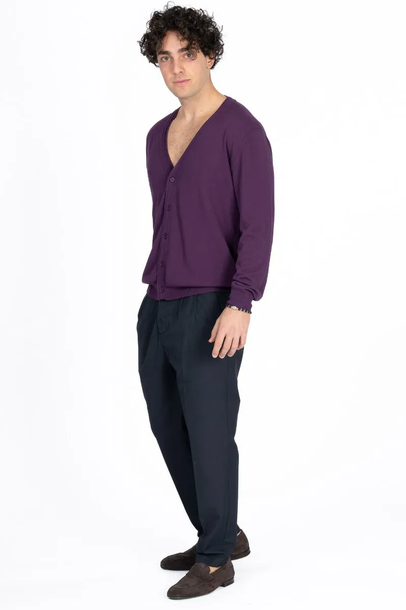 Grifoni Cardigan In Maglia Vinaccia Uomo