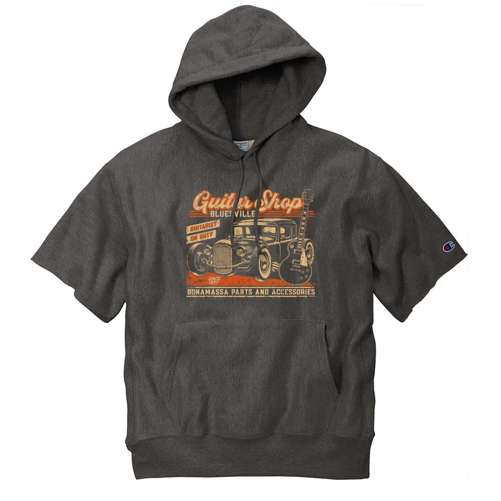 Guitar Shop Champion Reverse Weave Short Sleeve Hoodie (Unisex)