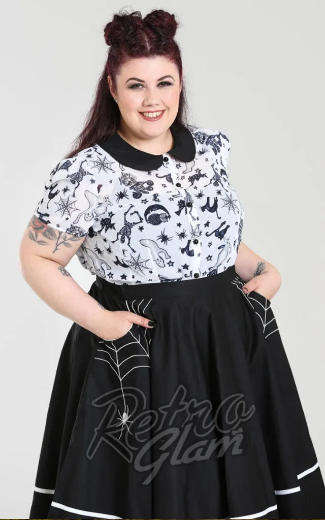 Hell Bunny Miss Muffet 50's Skirt with White Embroidery - L left only