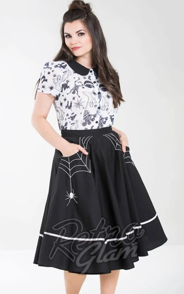 Hell Bunny Miss Muffet 50's Skirt with White Embroidery - L left only