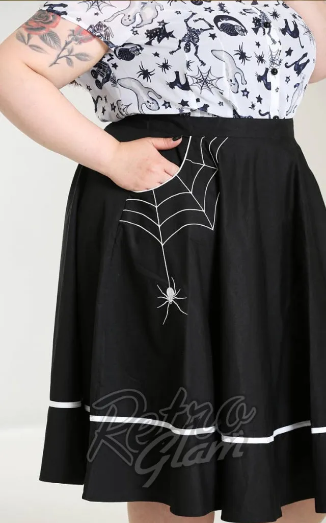 Hell Bunny Miss Muffet 50's Skirt with White Embroidery - L left only