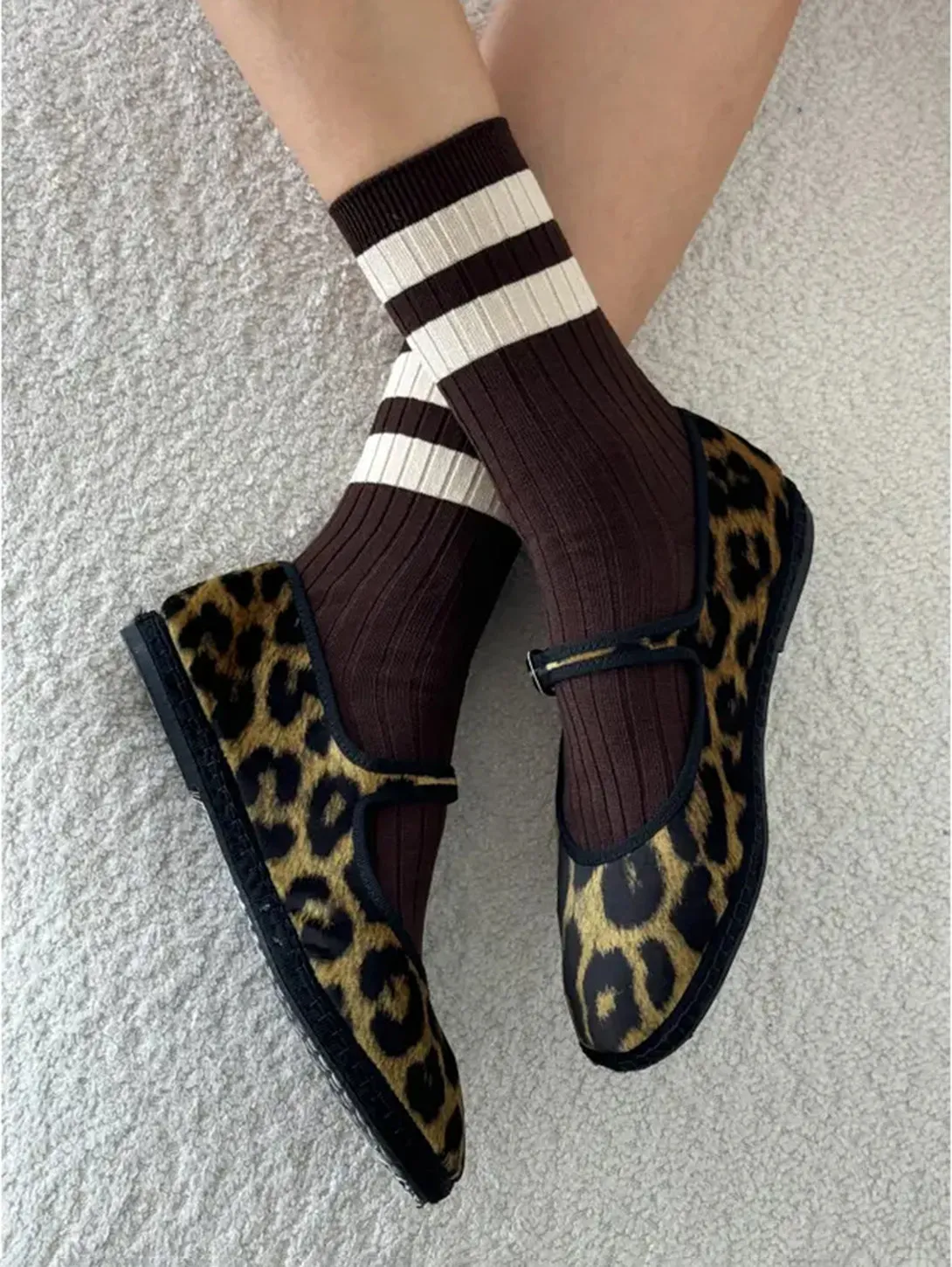 Her Socks Varsity - Espresso