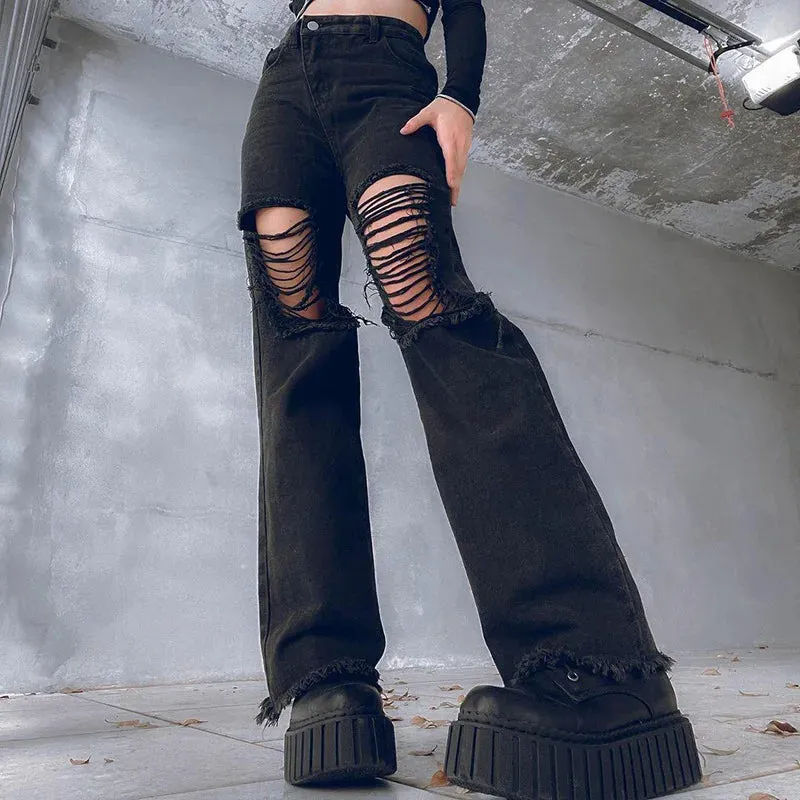 High Waisted Chain Jeans - Featuring a Cross Chain and Hollow Out Design for a Sexy and Elegant Look