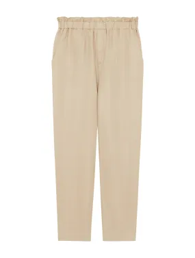 HIGH-WAISTED SILK TROUSERS WITH MATTE AND GLOSSY STRIPES