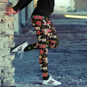 Horse Leggings Horses and Pink Flowers