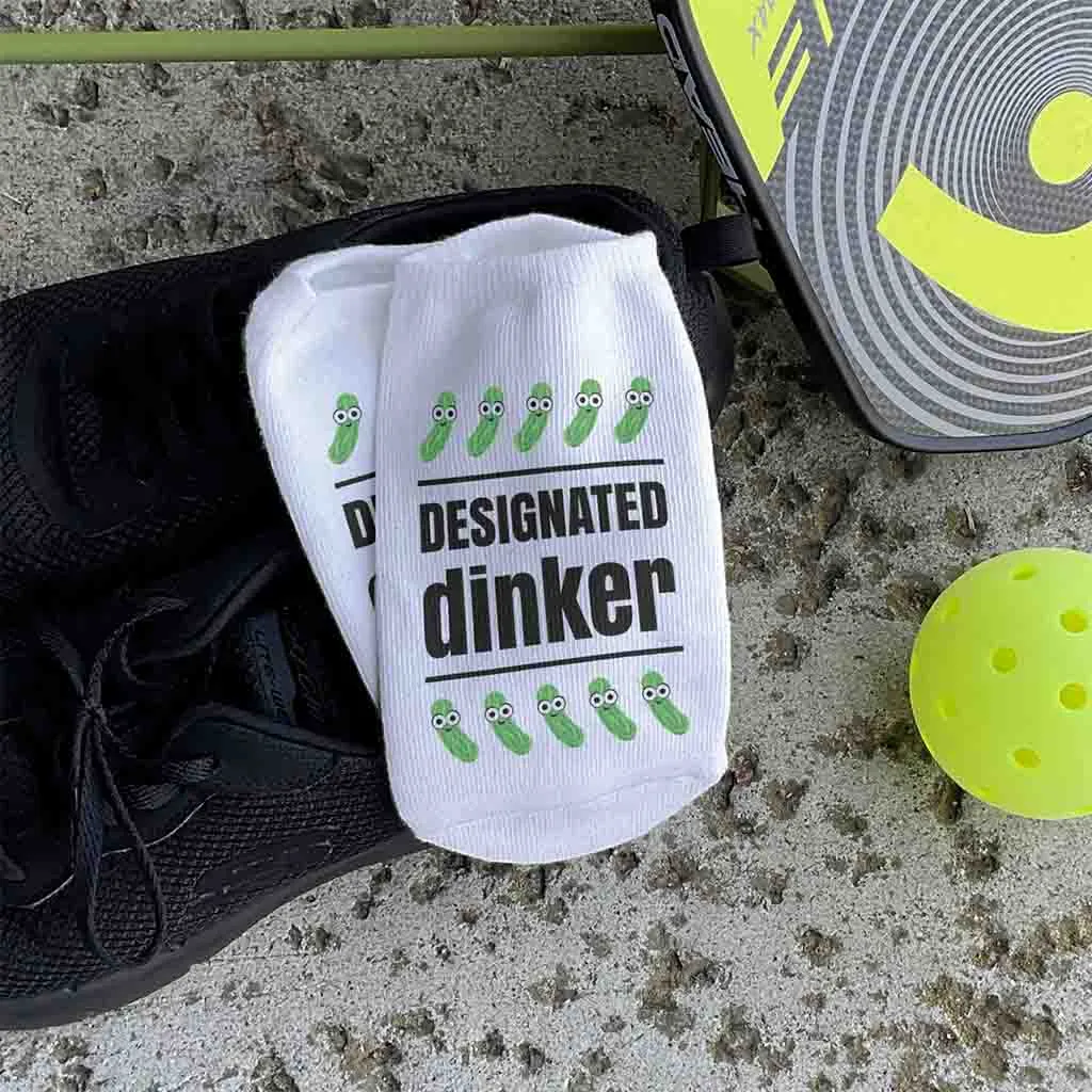 Humorous Pickleball No Show Socks - Designated Dinker