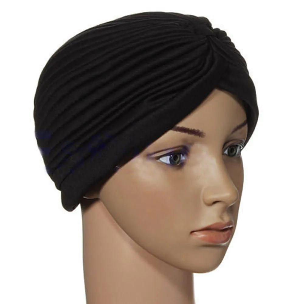 Indian Cap Pleated Headwrap Turban Stretchy Band Hats for Women Cloche Chemo Hijab Beanies  SM6