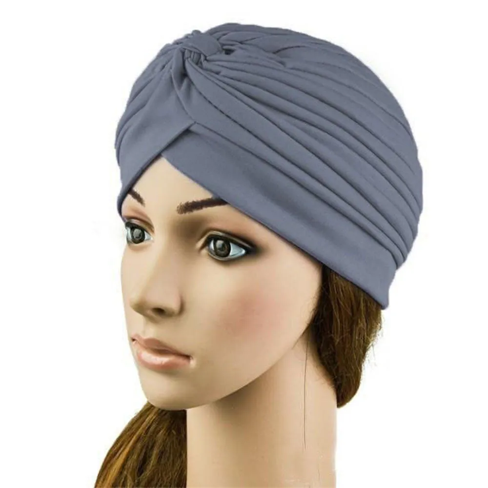 Indian Cap Pleated Headwrap Turban Stretchy Band Hats for Women Cloche Chemo Hijab Beanies  SM6