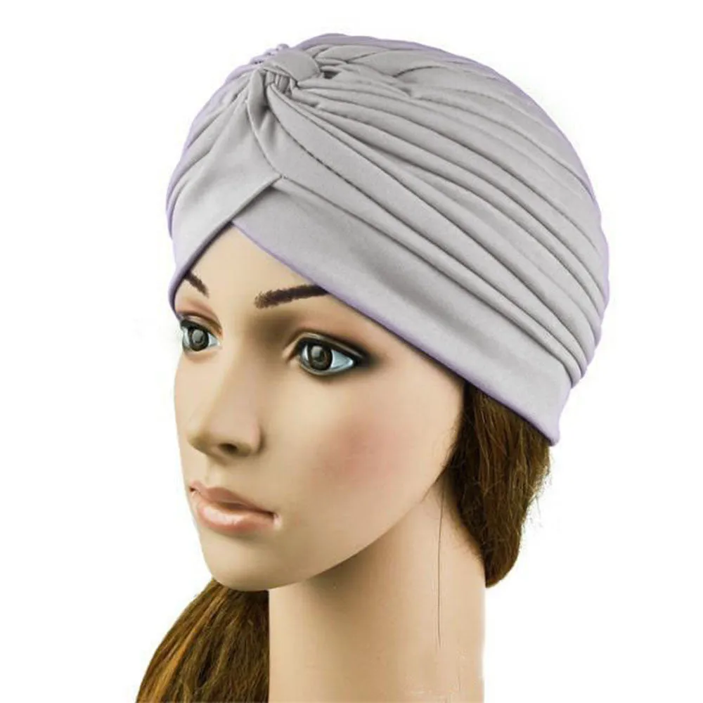 Indian Cap Pleated Headwrap Turban Stretchy Band Hats for Women Cloche Chemo Hijab Beanies  SM6