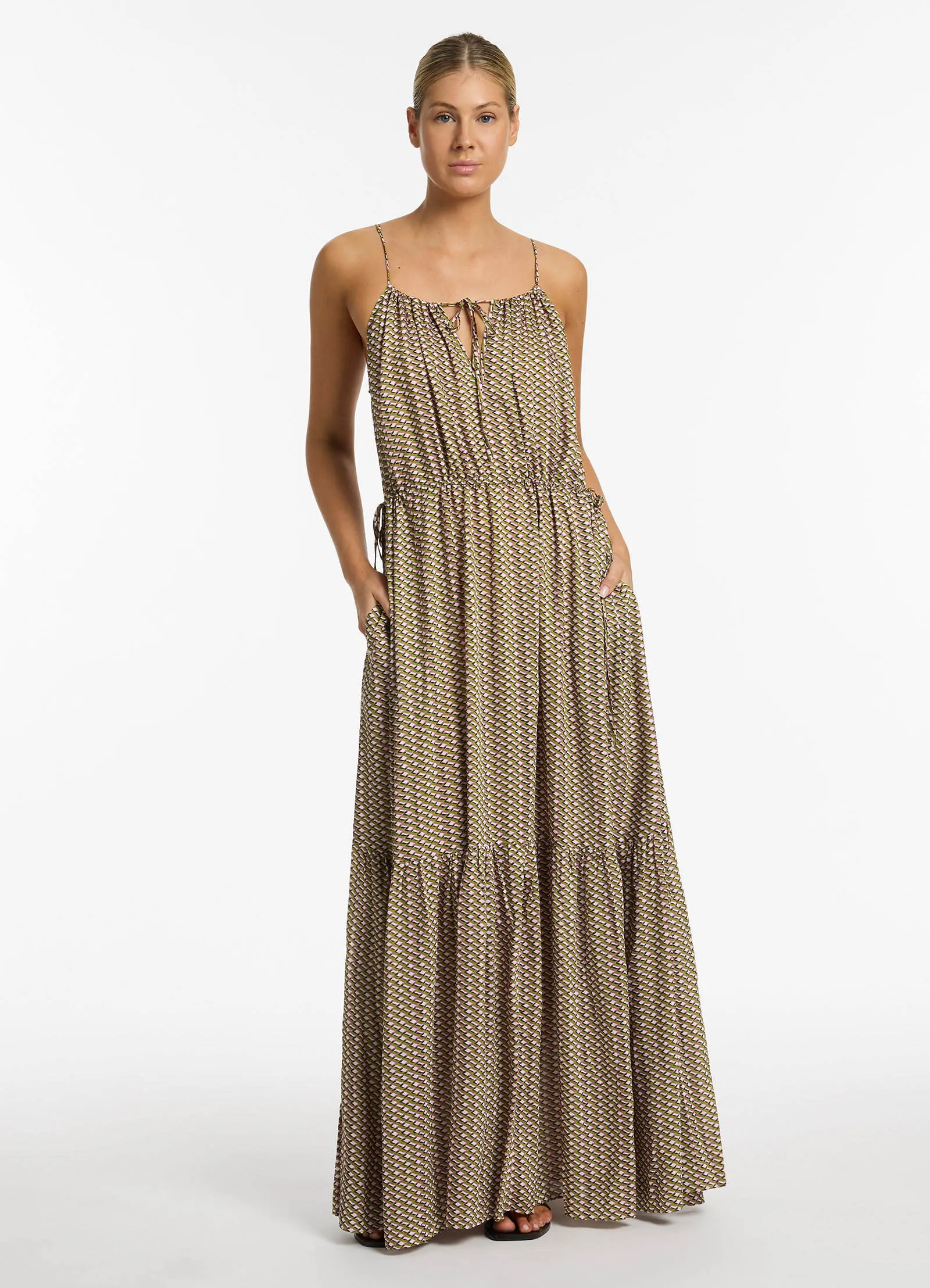 Infinity Drawcord Maxi Dress - Kelp